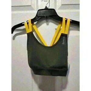 Women's Reebok PlayDry Strap Sports Bra Green Yellow XS Spandex